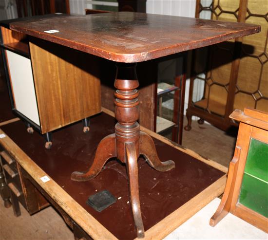 Regency mahogany rectangular topped tea table & pair of dining chairs(-)